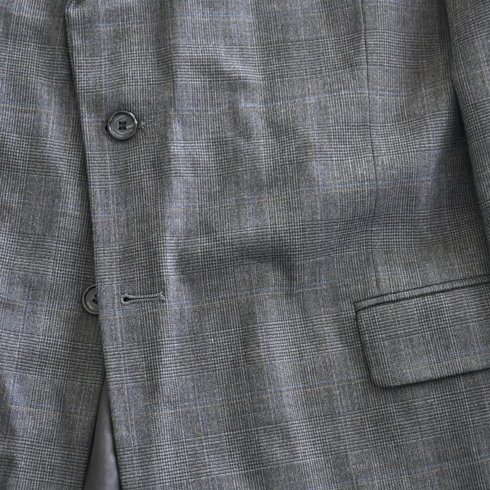 Hardy Amies Savile Row 48L 38x29 Gris Glenn Check Lana Hombres Chaqueta Pantalones Traje Foto 3 de 4