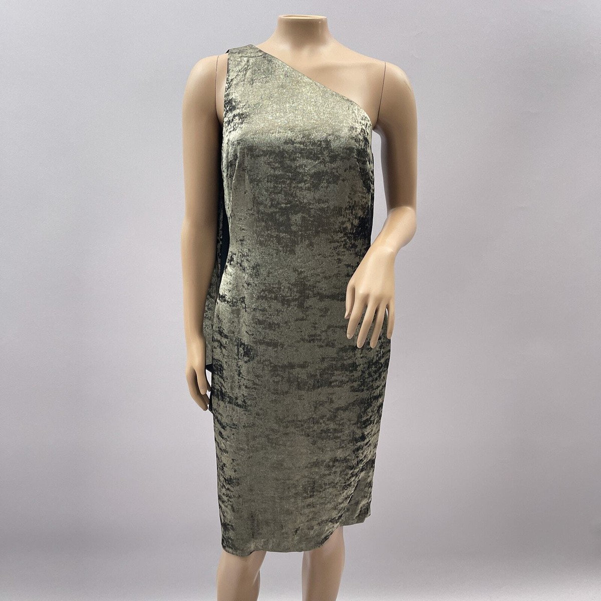 ralph lauren one shoulder cape dress Lauren Ralph Lauren Dress Women 2 Silver One Shoulder Cape Metallic Cocktail