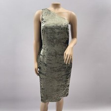 Lauren Ralph Lauren Dress Women 2 Silver One Shoulder Cape Metallic Cocktail