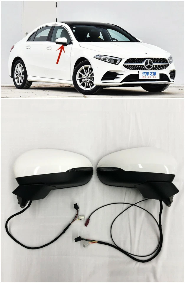 White Car Side Door Mirror Pair for Mercedes Benz A Class A200 A220 A250 W177 Foto 4 de 4