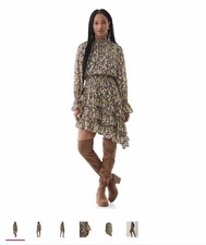 Scoop Printed Floral Asymmetric Ruffle Dress XS 0/2 Multi-Colors