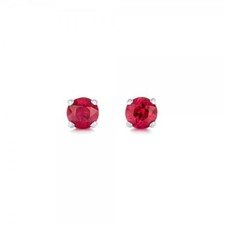 1ct Lab-Created Pink Ruby Push Back Women Stud Earrings 14k White Gold Plated