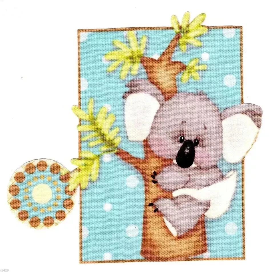 jungle koala heat transfer iron on blue not embroidered 2 inch USA