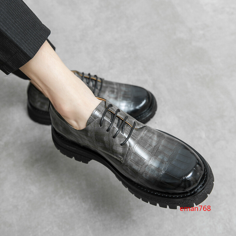 SAOLA Mens Shoes Creeper Business Formal Faux Leather Round Toe Oxfords Dress Shoes