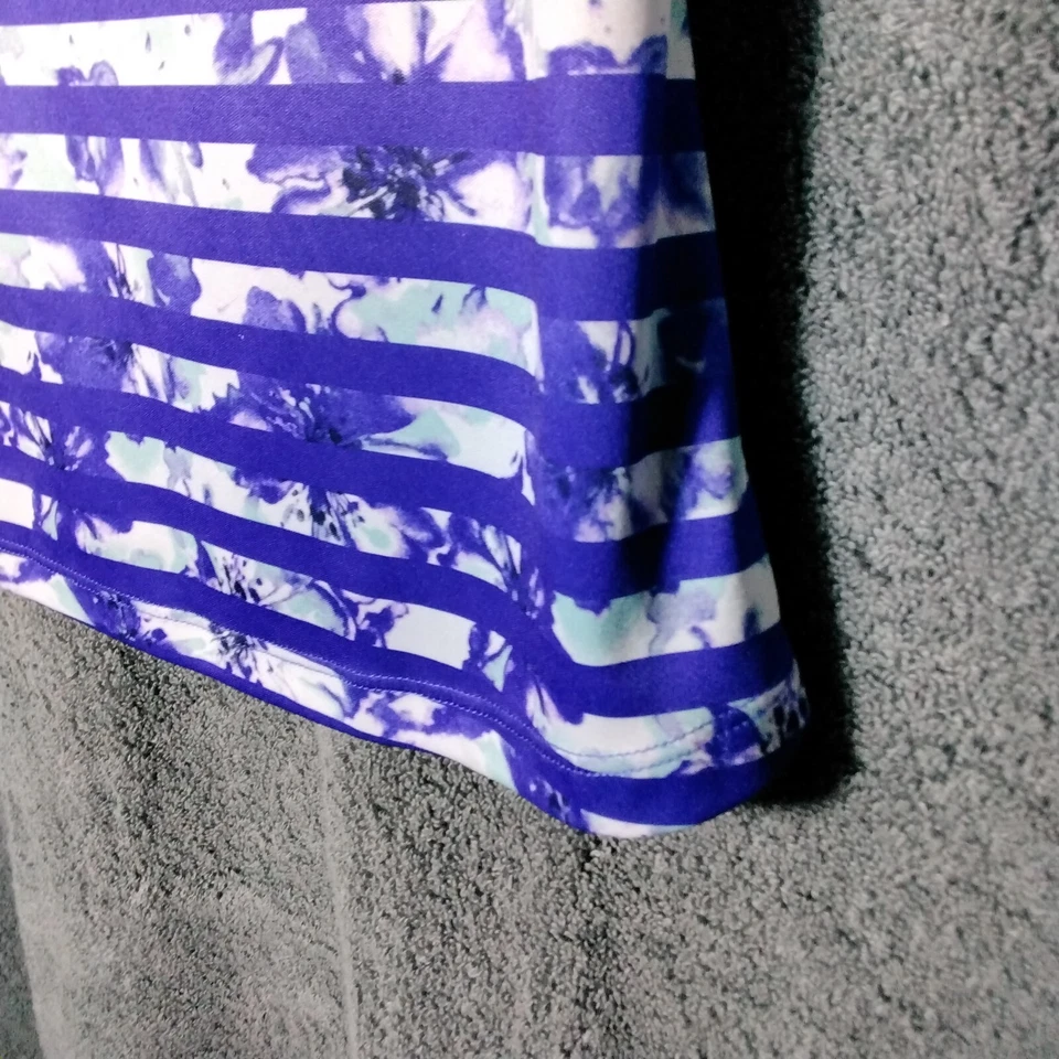 PGA Tour golf Womens Tank top Size M Blue Floral Stripes Sleeveless Button - Image 4 of 4