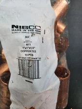 (10 Pk) Nibco Copper Tee 611 1" x 1" x 1/2" 9099550