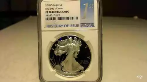 2018 S Silver Eagle NGC PF70 UC FDOI Blue 1st Label