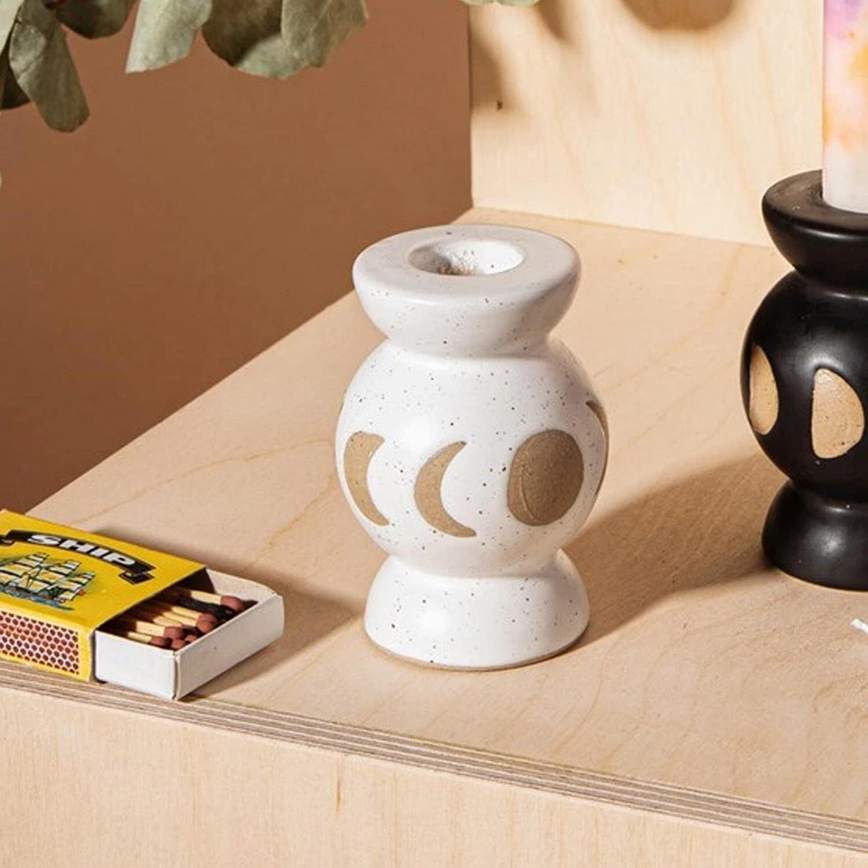 Sass & Belle Candle Stick Holder Rustic Candlestick Moon Phases Holder Wedding - Image 3 of 4