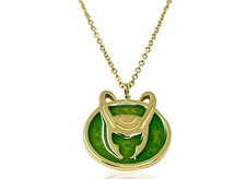 LOKI HELMET NECKLACE, Official Marvel Disney Women LOKI SYMBOL Pendant Necklace