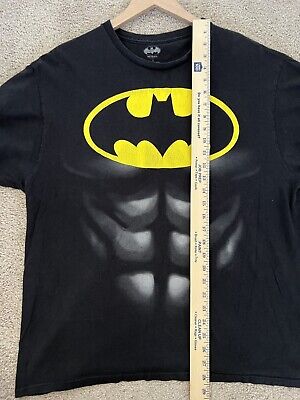 Batman Abs Shirt Mens Extra Large Black DC Comics Yellow Logo Parody Funny