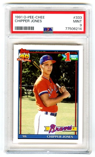 CHIPPER JONES~RARE (POP 260) 1991 OPC O-PEE-CHEE PSA-9 MINT ROOKIE RC CARD #333