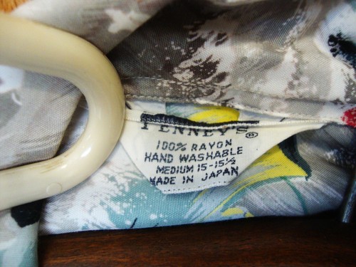 Camicia hawaiana vintage anni 50 Penney's Rayon/Made in Japan/Collo ad anello/Media - Foto 4 di 11