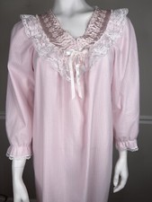 Vintage Featherbed Nightgown Women's pink Lace Cotton Size medium cottage-core