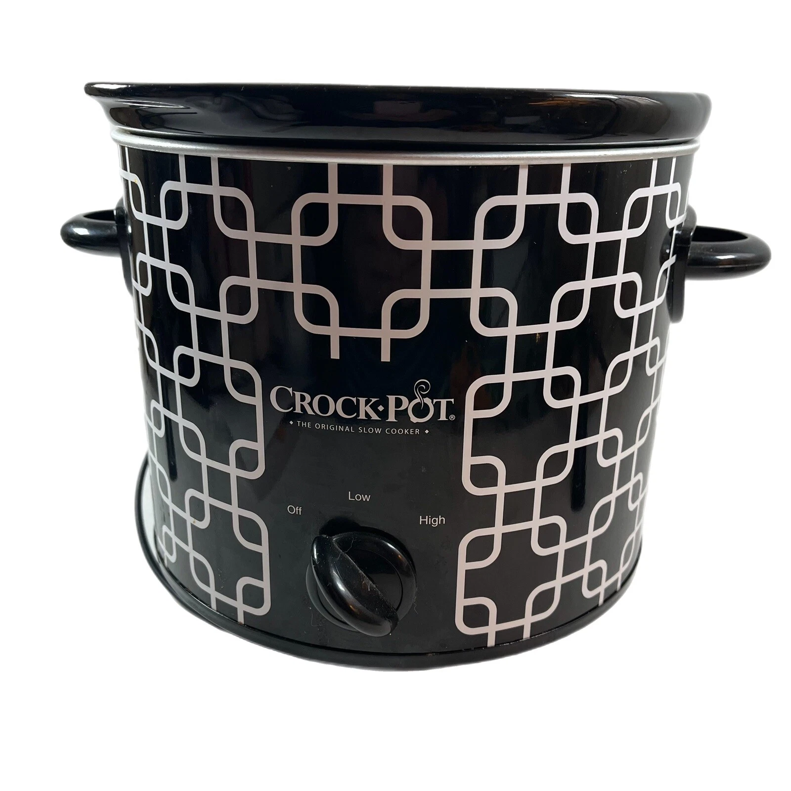 Sunbeam Slow Cooker Crock Pot 4 Qt Model SCR—400 BWT Lid Black and White Tested