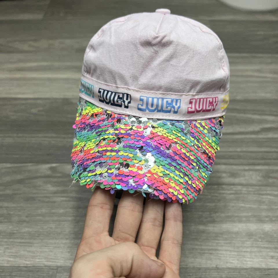 Juicy Couture Sombrero Cadete Boina Ejército Sombrero Juvenil Niño Rosa Estrás Deslumbrante Brillante Foto 3 de 4
