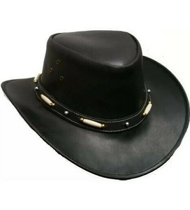 mens black leather cowboy hat
