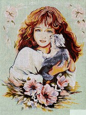 Needlepoint tapestry painted canvas D562 Young Lady 18"x24" GobelinL