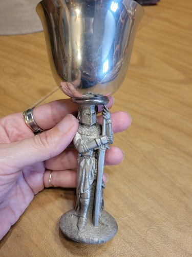 Vintage 1988 M. Gallo Pewter Drinking Cup w/ Knight Stem Medieval / Middle-Earth - Picture 12 of 17