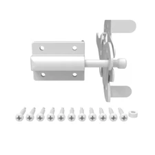 Heavy Duty Gate Latch Steel White Self-Latching Lockable Vinyl Wood Fence Durabl