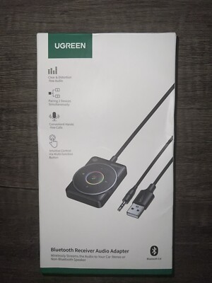 UGREEN Bluetooth 5.4 Car Receiver Adapter with Mics Noise Cancellation USB Aux