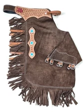 Suede Leather Western Chinks Chaps for Men Women Kids Horse Equine Show Riding