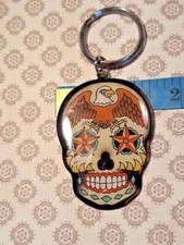 Sunny Buick Tattoo Artist Eagle Sugar Skull Metal Key Ring Keychain ~ Ships FREE