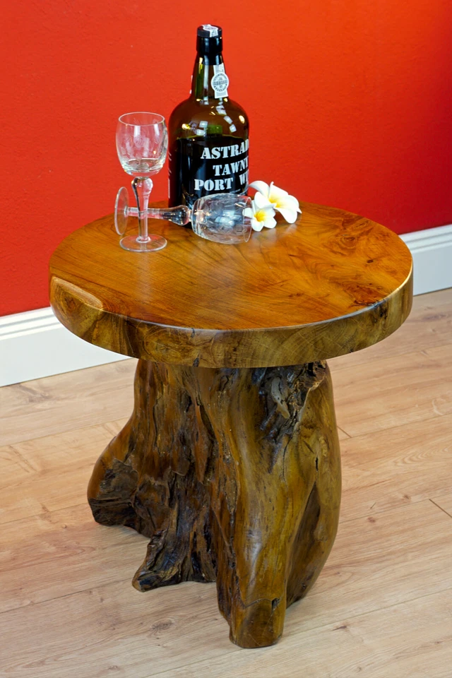 Bois de Racine Table 40 CM D'Appoint Tronc D'Arbre en Podium Rustique - Photo 2/4