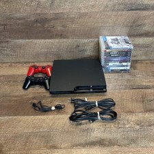 Sony PlayStation 3 Slim Console Bundle- CECH-2001A - 2OEM Controllers-12 Games