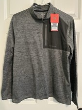 G.H. Bass  CO Men's Mixed Media Quarter Zip Fleece Top, Gray, Size M