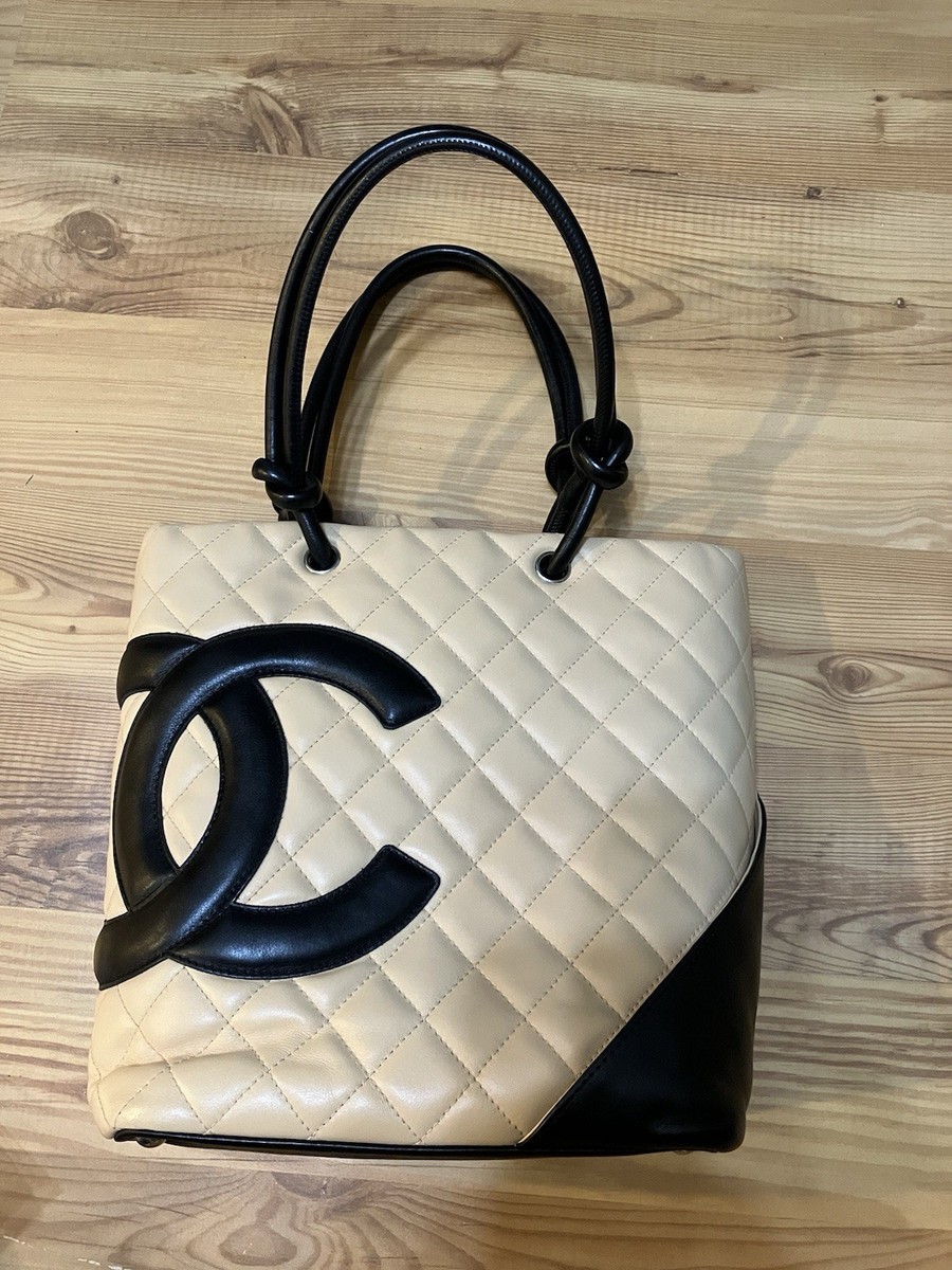 CHANEL Tote bag Cambon Line Calf leather CC Logo Vintage Authentic