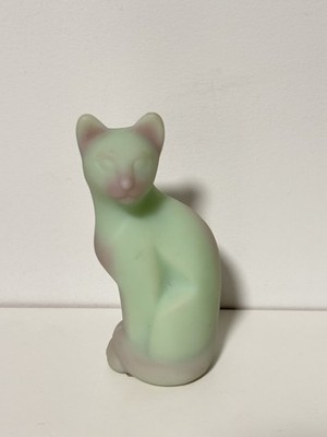 Fenton Glass Sitting Cat Lotus Mist Burmese Satin Unpainted