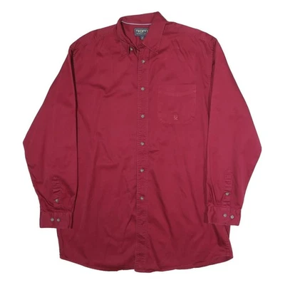 TWENTY Hommes Coton Rouge Chemise XL Classic Boutonnière Long Manche Décontracté - Photo 1/4