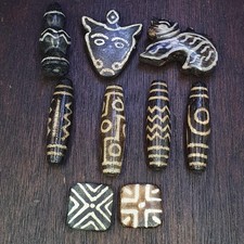 Lot 9 south asian burmese old pyu pumtek stone very rare dzi beads pendants