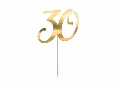 5900779172616 Topper na tort   30  , złoty, 20.5cm PARTYDECO