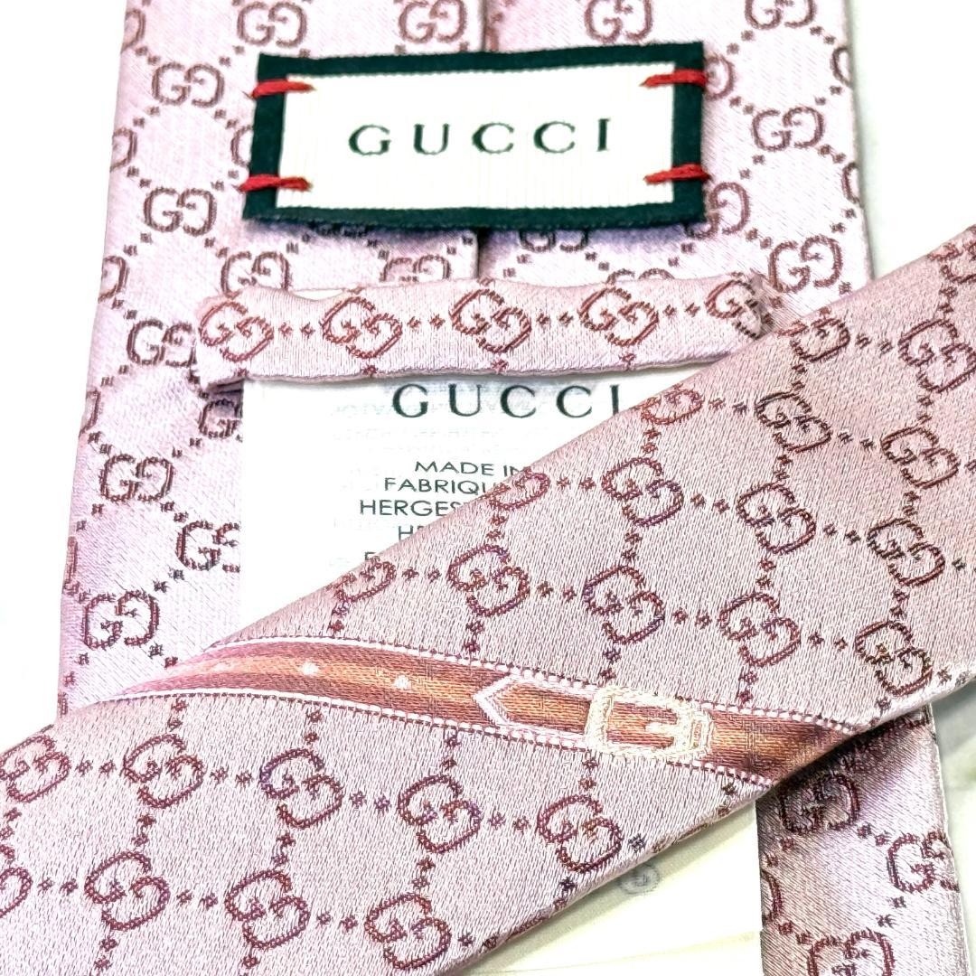 Gucci Necktie Tie 100% Silk Pink All-over GG Pattern 3.2 inches From Japan thumbnail 7