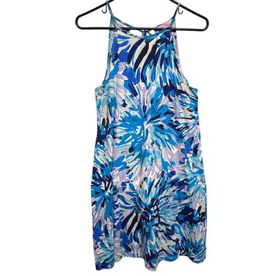 Lilly Pulitzer Margot Swing Dress US XS Party Wave Blue Pima Cotton Sleeveless