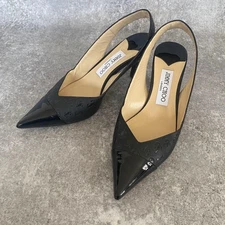 Jimmy Choo Liya 65 Slingback Pointed Toe Pumps Black size 36.5 Leather Italian