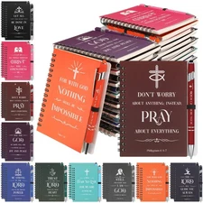 Gueevin Christian Notebook and Pen Set Includes Bible Verse Notepad... Fast Ship
