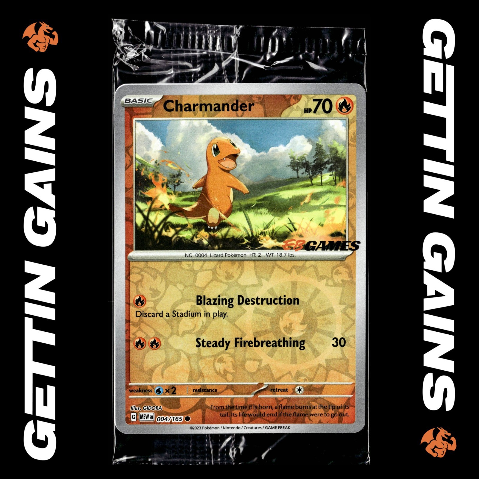 Charmander - 004/165 - EB Games Stamped - Pokemon Card - SEALED