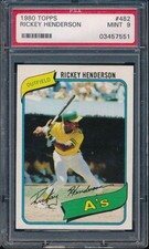 1980 Topps 482 Rickey Henderson RC Rookie PSA 9 - 3457551