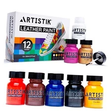 Leather Paint Set with Brushes - 12 x 30ml Acrylic Paints Leather Paints x12