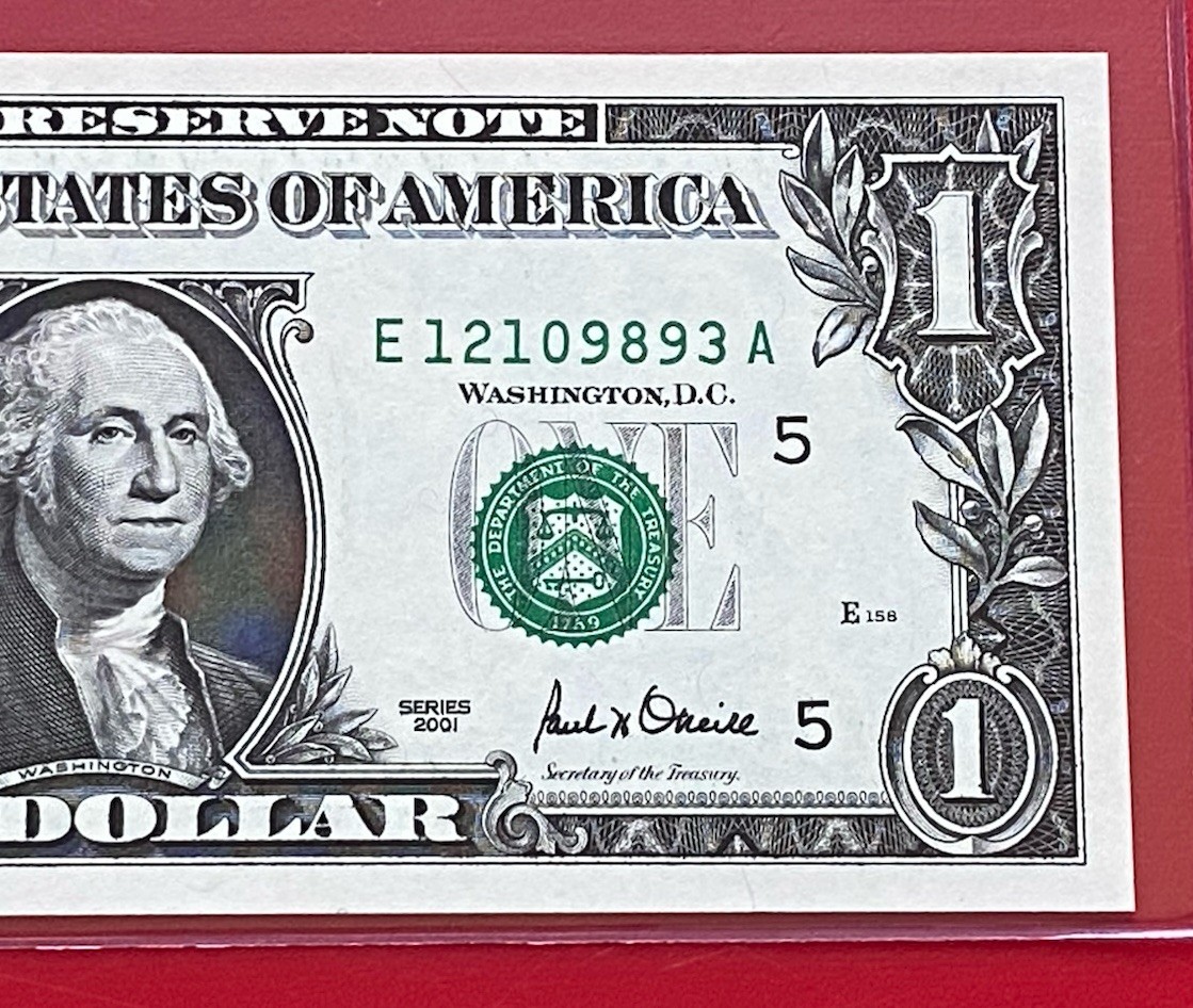2001 $1 Dollar Bill FRN, ( RICHMOND E ) SCARCE ,UNCIRCULATED