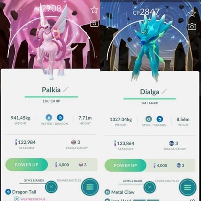 Pokémon Go - Shiny Palkia Dialga background Ruby Go Tour - PTC / Trade / Trinket