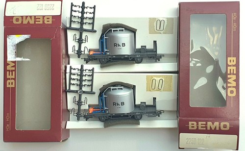 BEMO H0m - RhB 2 CARRI TRASPORTO CEMENTO - Art. 2259 122 -CON SCATOLA ORIGINALE - Afbeelding 3 van 3