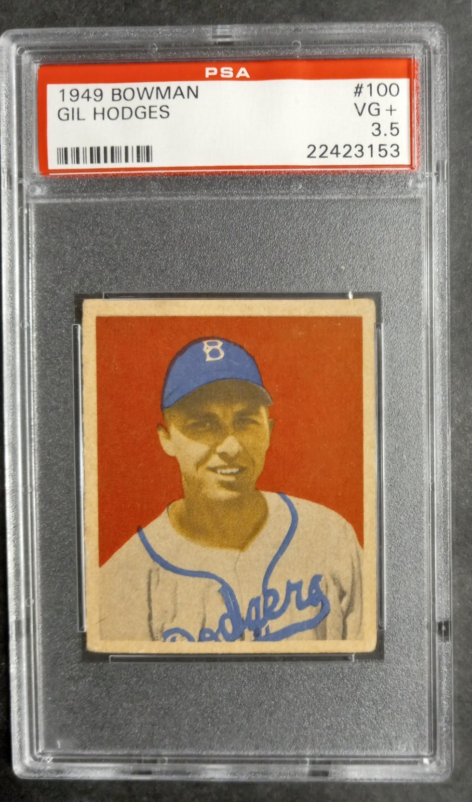 1949 Bowman - #100 Gil Hodges - Rookie - HOF - PSA 3.5 VG+