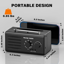 AM FM Radio Portable Transistor Radio Plug in Wall Battery Powered Best Speaker