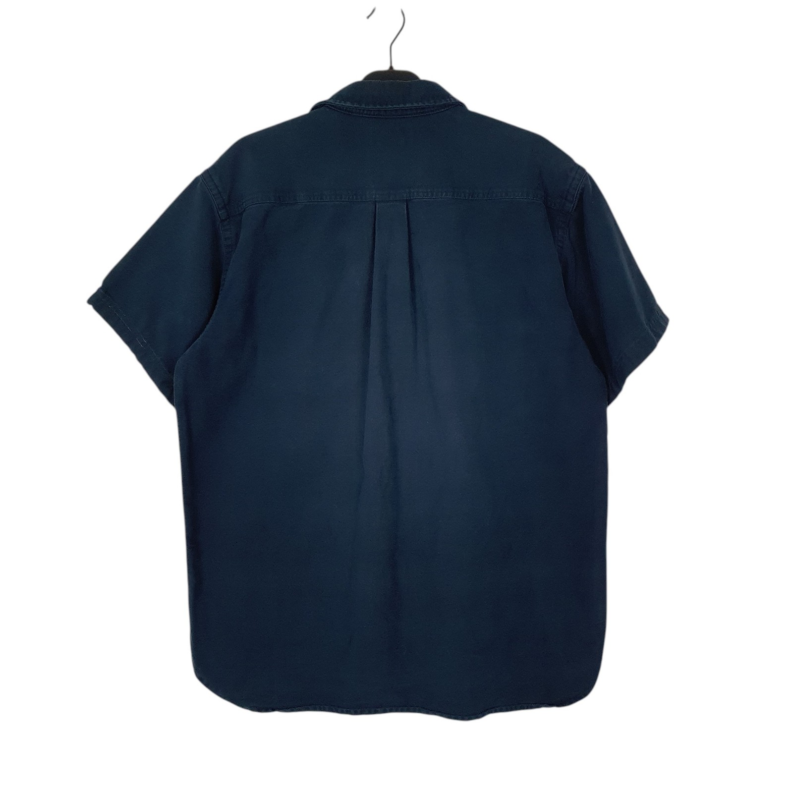 L.L.BEAN Navy Shirt Heavyweight Short Sleeve Casual Cotton Mens M image 3