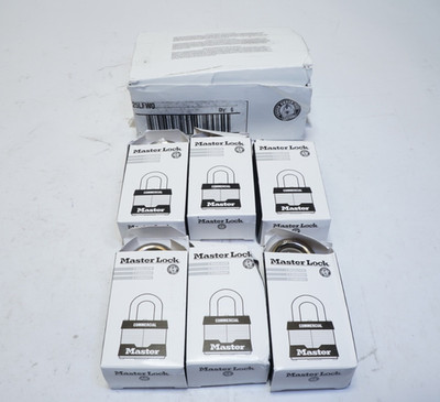 New Lot of 6 Master Lock 25LFWO 25-Series 2'' Padlock, 1-1/2'' Shackle No Cylinder