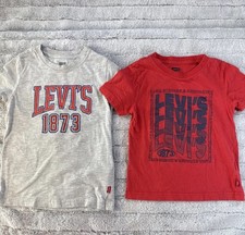 Levi's Boys T-Shirts Size 4 Logo Graphic Authentic Set 2 Print Short Sleeve A173