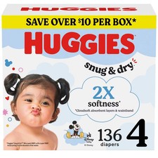 Huggies Snug  Dry Disposable Diapers - Size 4 - 136ct